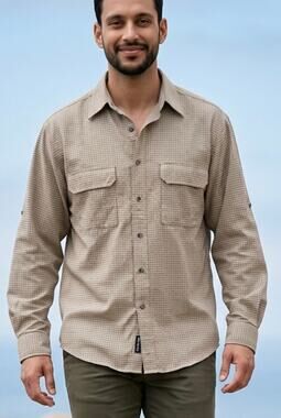 Cotton Nylon Plaid Vented Fishing Mens Shirt Size M Long Sleeve Gorpcore